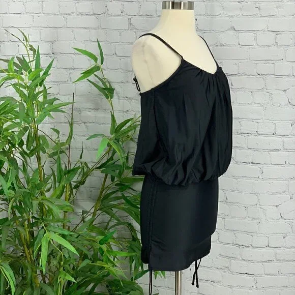 Black Swim Dress w/ Ruching at Sides - Picture 3 of 6